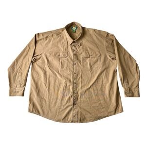 Cabela's Cotton Button Up Shirt Mens 3XLT Heavyweight Canvas Tan Long Sleeve